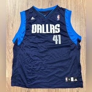 VTG Dirk Nowitzki #41 Dallas Mavericks Navy Graphic NBA Hoops Jersey SZ XL